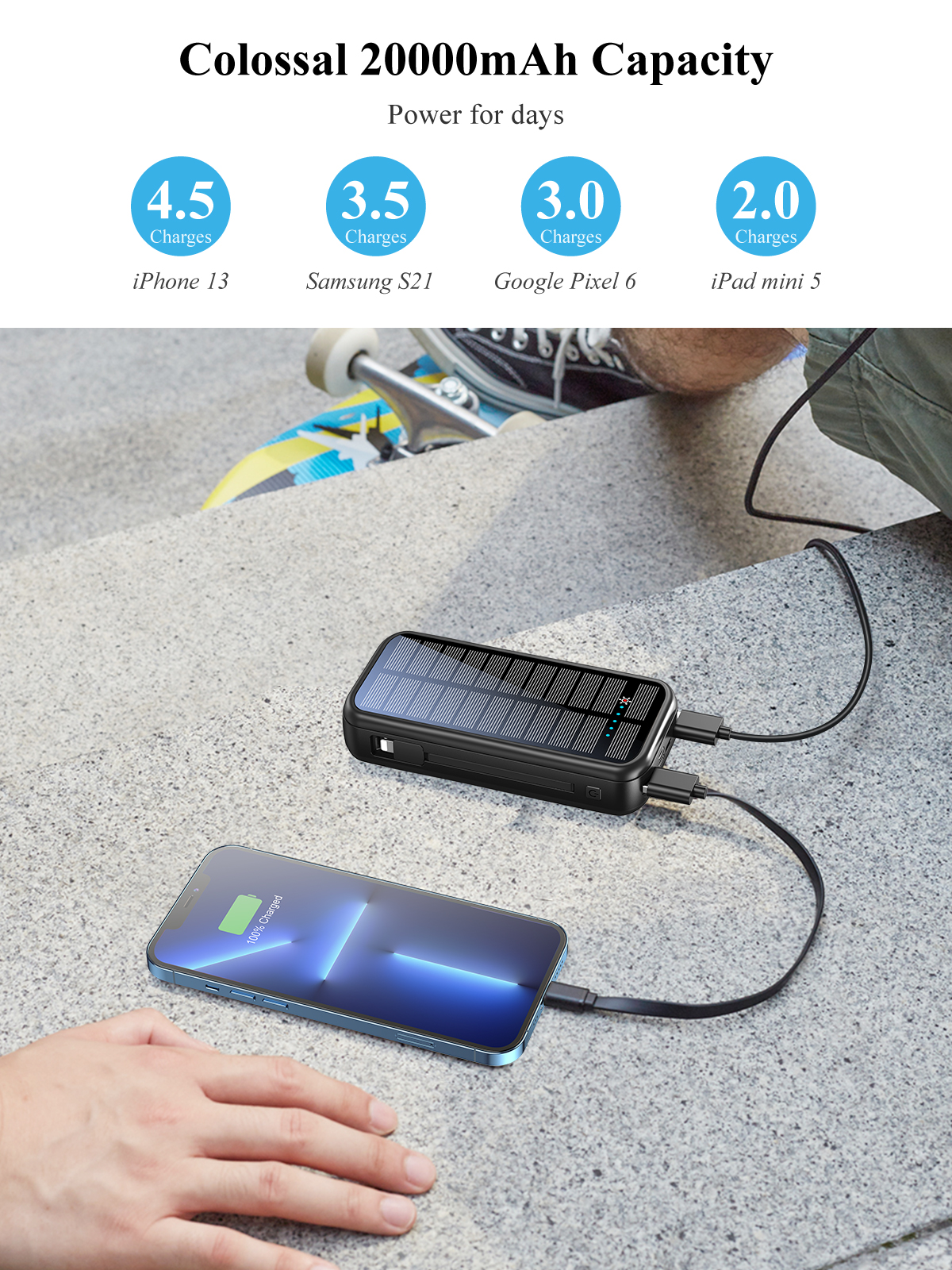P88SSolar Power Bank Built with Cable Xionel